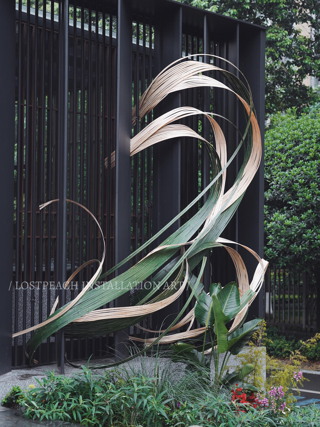Restaurant Facade Bamboo Installation Art - Water Wood. Life image 1