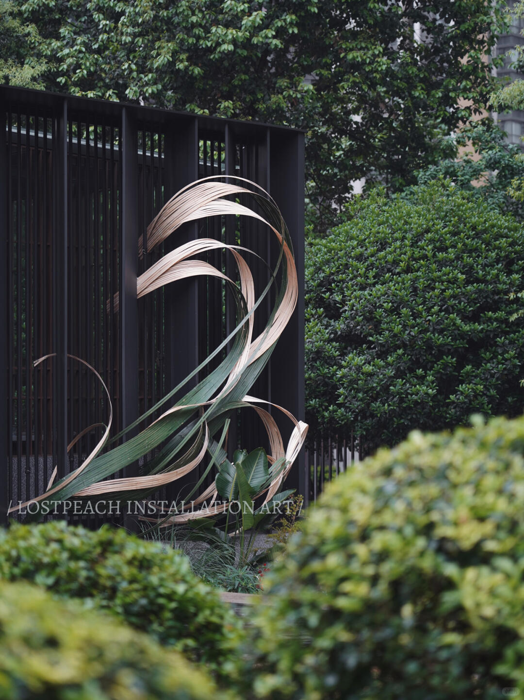 Restaurant Facade Bamboo Installation Art - Water Wood. Life