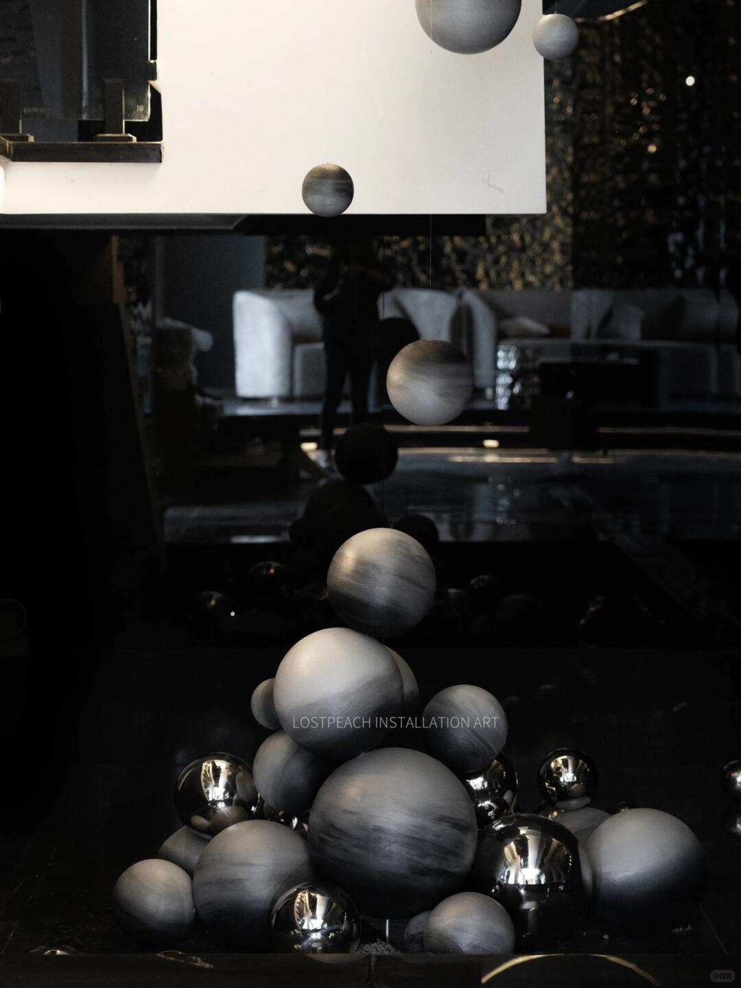 Futuristic Installation || Metallic Planet Art Installation - Bar image 1