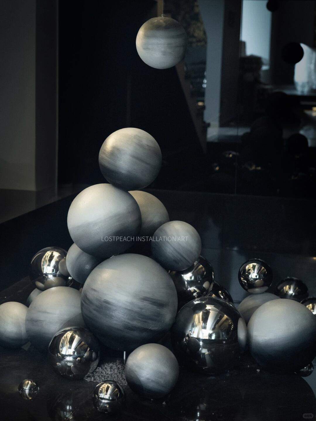 Futuristic Installation || Metallic Planet Art Installation - Bar image 2