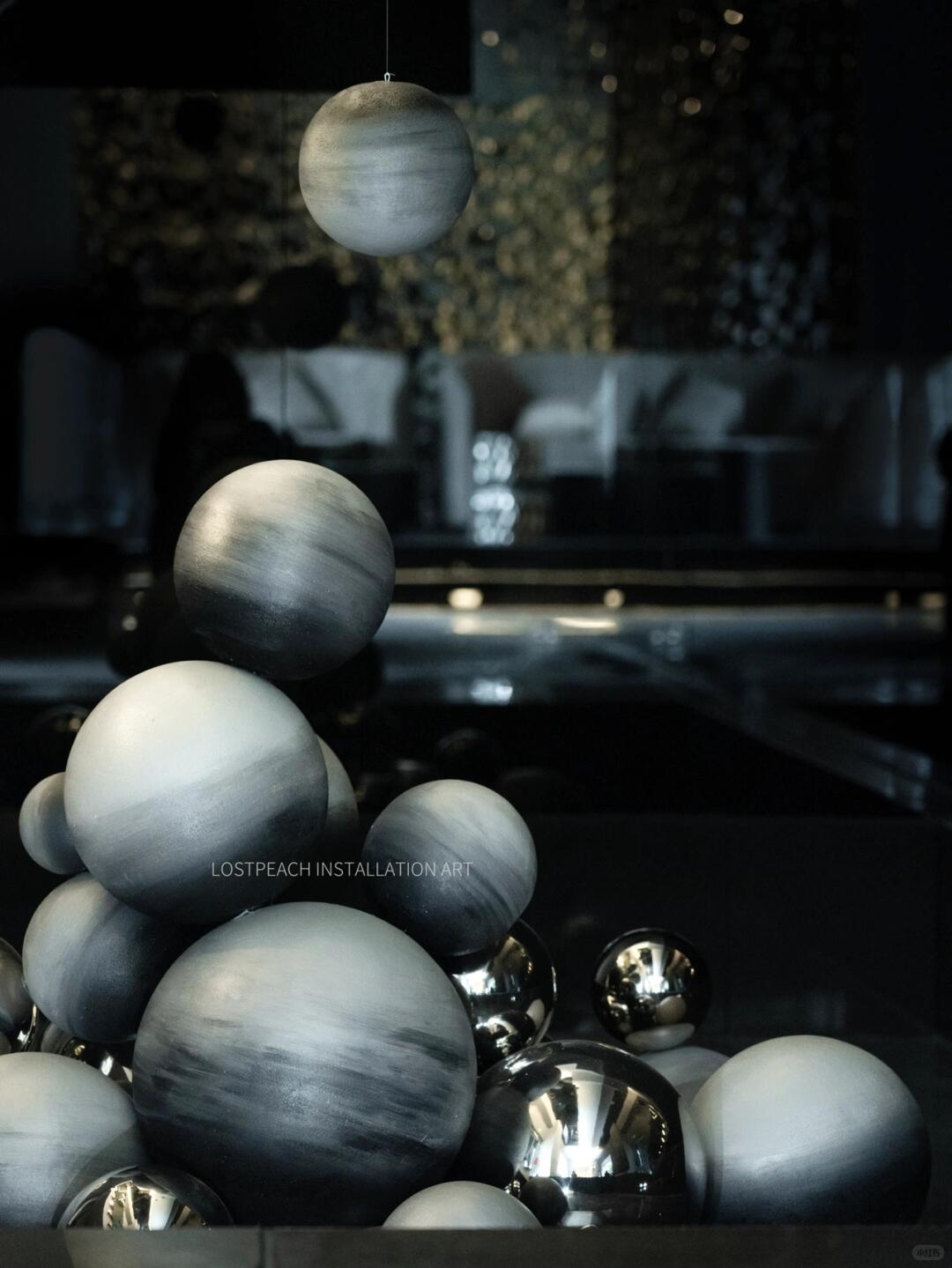 Futuristic Installation || Metallic Planet Art Installation - Bar image 3