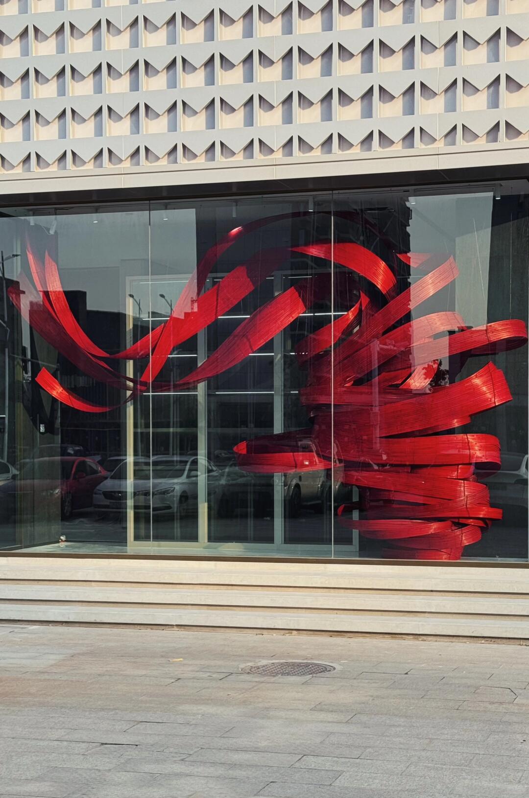 A Stroke of Deep Chinese Red Facing the Street | Bamboo Art Installation image 5
