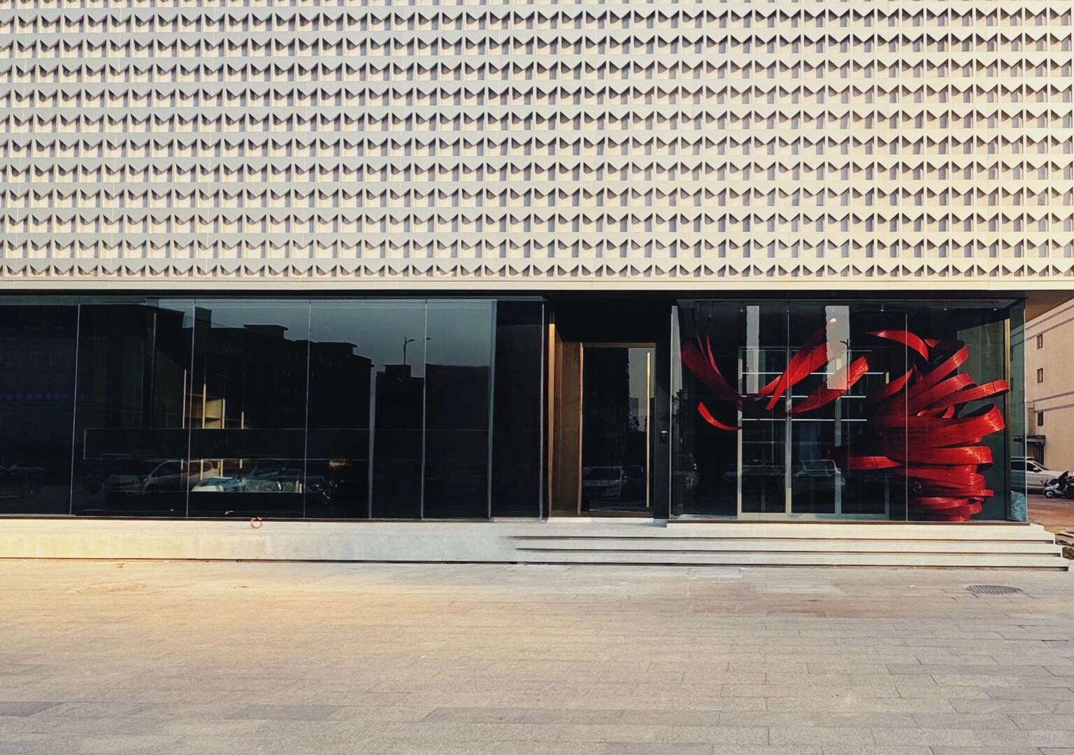 A Stroke of Deep Chinese Red Facing the Street | Bamboo Art Installation image 3