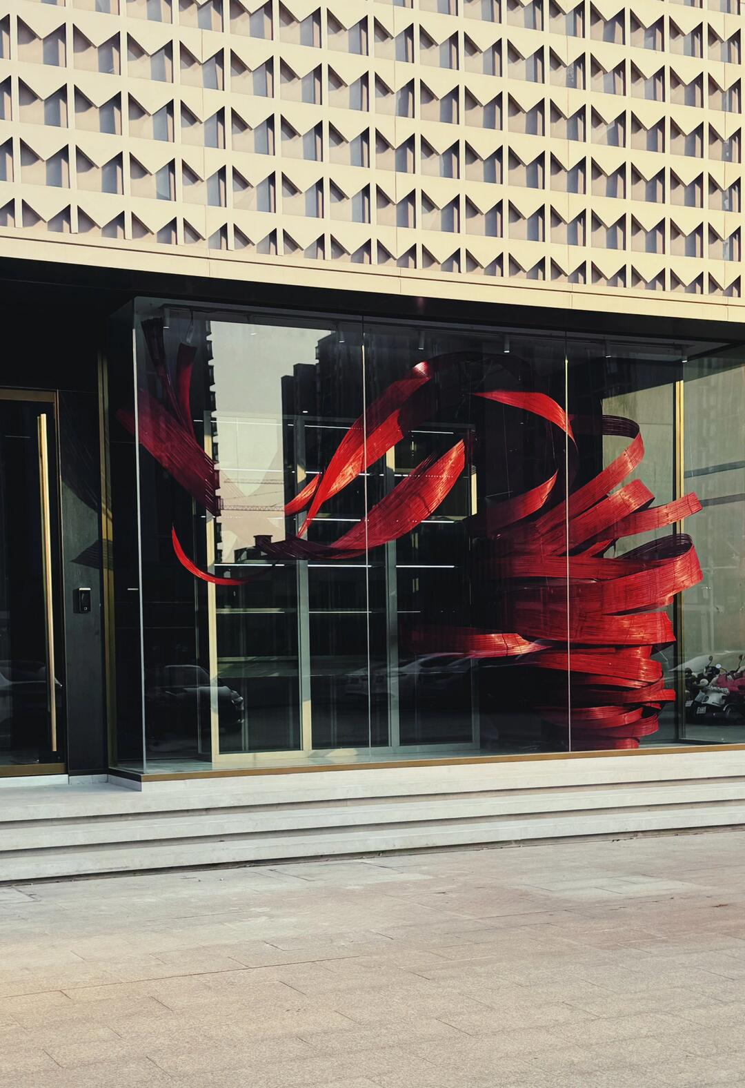 A Stroke of Deep Chinese Red Facing the Street | Bamboo Art Installation image 4