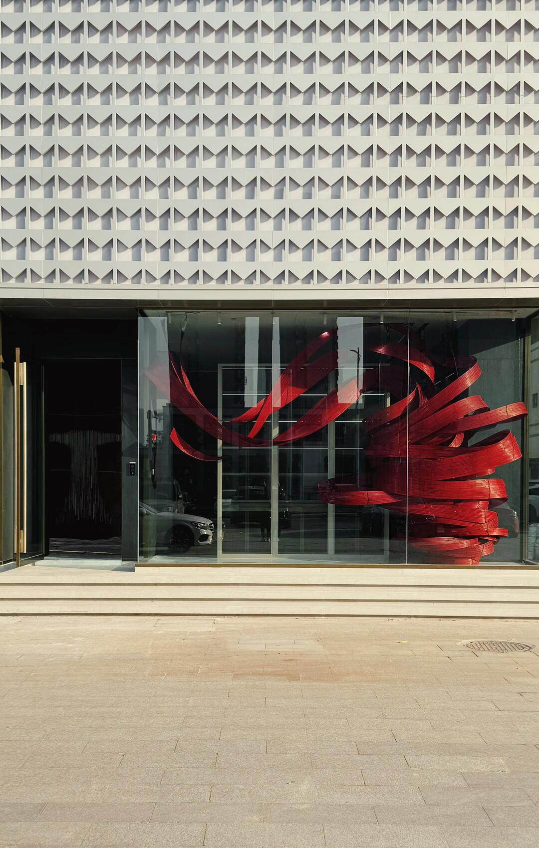 A Stroke of Deep Chinese Red Facing the Street | Bamboo Art Installation image 7
